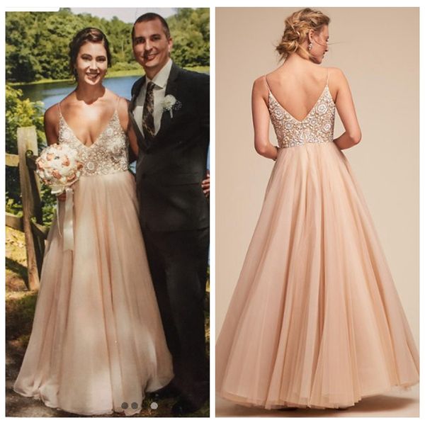 beautiful spaghetti straps airy blush wedding dress a-line with floral sequins celebrity wedding dresses plunging back bridal gowns online, White
beautiful spaghetti straps airy blush wedding dress a-line with floral sequins celebrity wedding dresses plunging back bridal gowns online, White