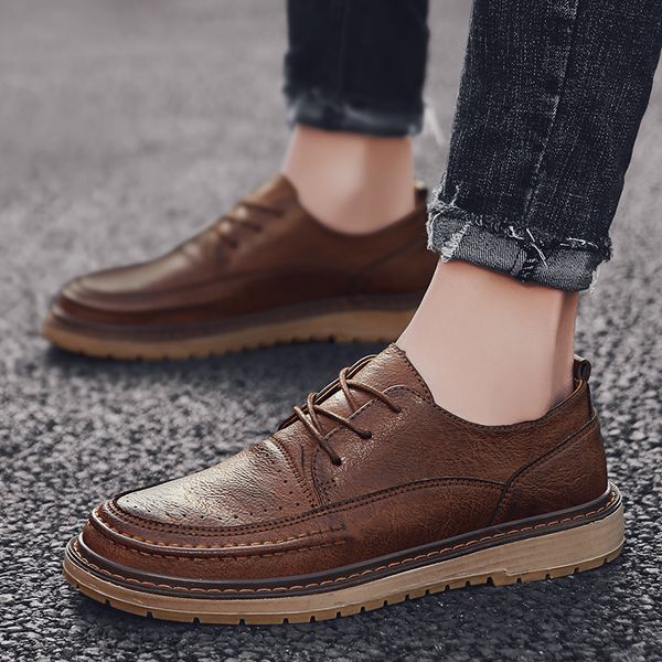 men casual leather men's shoes british style flat shoes lace up fashion breathable office brogue comfy men, Black
men casual leather men's shoes british style flat shoes lace up fashion breathable office brogue comfy men, Black