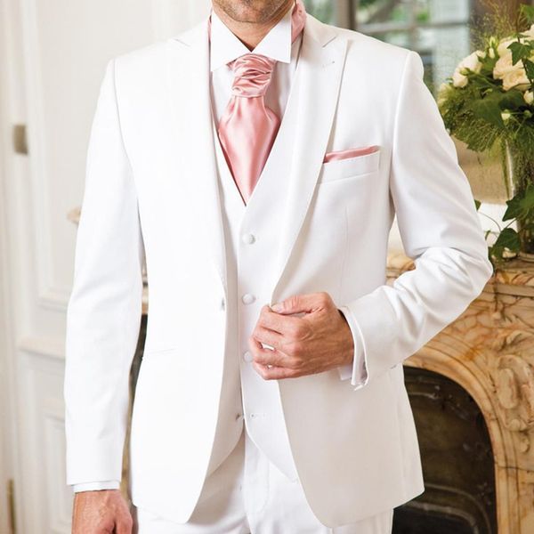 white formal wedding groom tuxedos for wedding party peaked lapel three piece custom made men suits ( jacket + pants + vest, Black;gray
white formal wedding groom tuxedos for wedding party peaked lapel three piece custom made men suits ( jacket + pants + vest, Black;gray