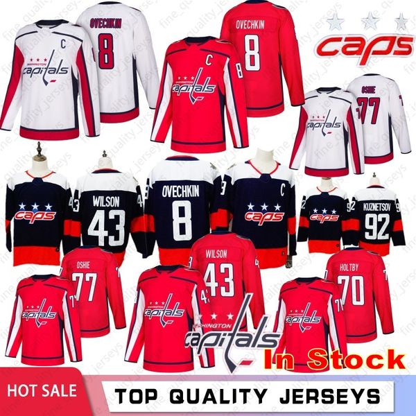 

8 alex ovechkin 43 tom wilson washington capitals ice hockey jerseys 77 t.j. oshie 92 evgeny kuznetsov 19 nicklas backstrom 70 braden holtby, Black;red