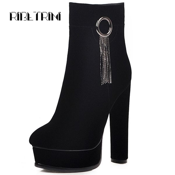 ribetrini designer high high heels round toe platform metal chains faux suede ankle boots for women autumn winter shoes, Black
ribetrini designer high high heels round toe platform metal chains faux suede ankle boots for women autumn winter shoes, Black