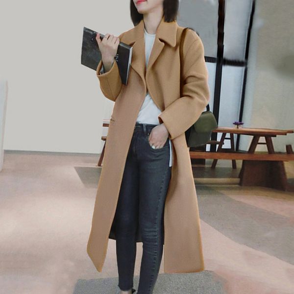 autumn women long trench coat ladies blend lapel fashion long jacket women solid color oversize overcoat outwear, Black
autumn women long trench coat ladies blend lapel fashion long jacket women solid color oversize overcoat outwear, Black