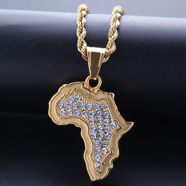 cuban link chains stainless steel map hanging level design rhinestone map necklace men's hip-hop accessories, Silver
cuban link chains stainless steel map hanging level design rhinestone map necklace men's hip-hop accessories, Silver
