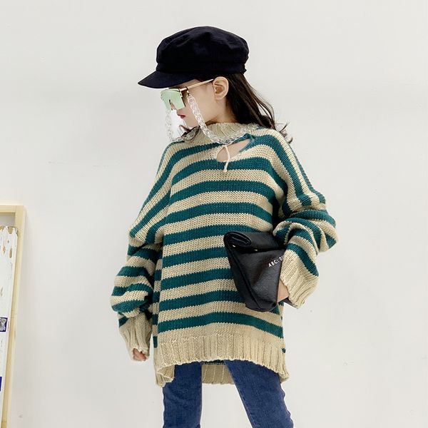 girls sweater 2019 autumn dress new style children's hollow striped long sleeve bottom knitted sweater loose personality trend, Blue
girls sweater 2019 autumn dress new style children's hollow striped long sleeve bottom knitted sweater loose personality trend, Blue