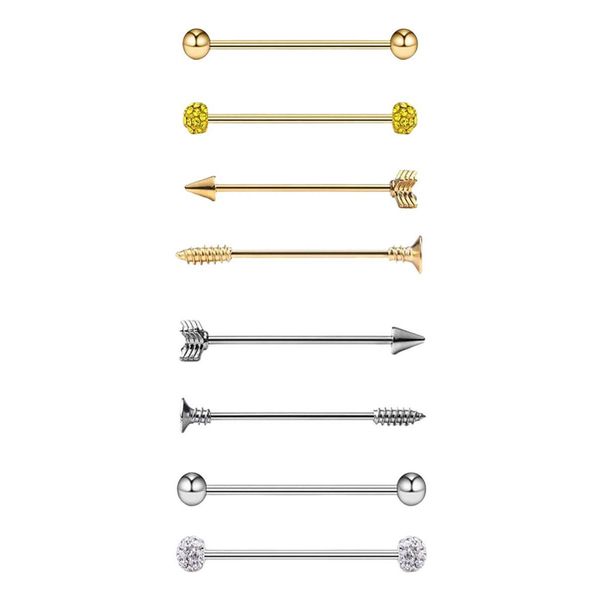 8x surgical stainless steel industrial barbell earring jewelry, Slivery;golden
8x surgical stainless steel industrial barbell earring jewelry, Slivery;golden