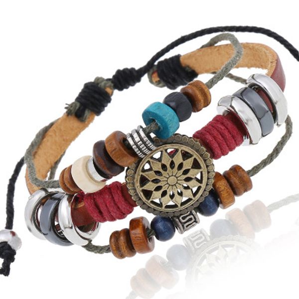 multilayer sun flower charm bracelet vintage boho woven pu leather handmade wood beads wrap adjustable bracelets couple bangles jewelry, Golden;silver
multilayer sun flower charm bracelet vintage boho woven pu leather handmade wood beads wrap adjustable bracelets couple bangles jewelry, Golden;silver