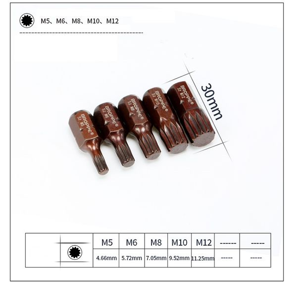 new 5pcs/set magnetic star screwdriver spline bit m4 m5 m6 m8 m10 - l30mm s2 steel 3/8" 10mm hex screwdriver bits
new 5pcs/set magnetic star screwdriver spline bit m4 m5 m6 m8 m10 - l30mm s2 steel 3/8" 10mm hex screwdriver bits