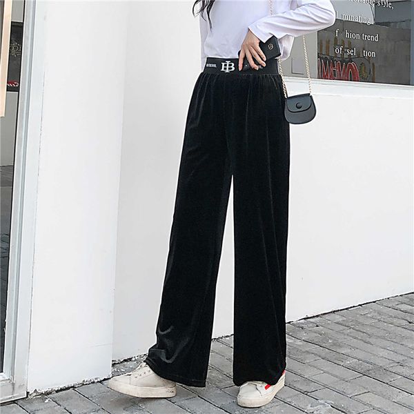 spring autumn wide leg pants women 2020 winter new high waist drop gold velvet sports casual loose long straight trousers, Black;white
spring autumn wide leg pants women 2020 winter new high waist drop gold velvet sports casual loose long straight trousers, Black;white
