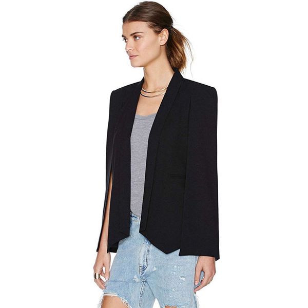 women long sleeve lapel cape casual split poncho blazer black white women businee suit office lady fall clothing feme, White;black
women long sleeve lapel cape casual split poncho blazer black white women businee suit office lady fall clothing feme, White;black