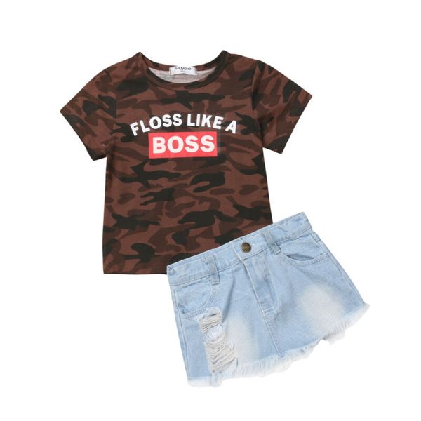1-6y toddler kids baby girls camo t-shirt denim skirt outfits baby set baby costume, White
1-6y toddler kids baby girls camo t-shirt denim skirt outfits baby set baby costume, White