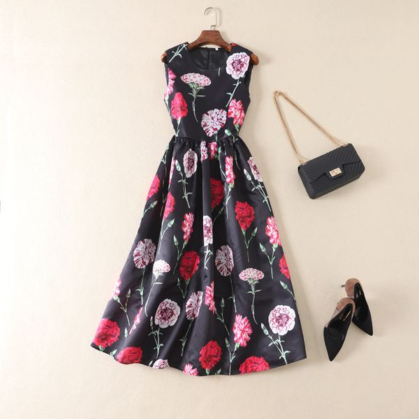 european and american women's fashion 2019 spring new style flower fashion printing sleeveless temperamental vest dress, Black;gray
european and american women's fashion 2019 spring new style flower fashion printing sleeveless temperamental vest dress, Black;gray