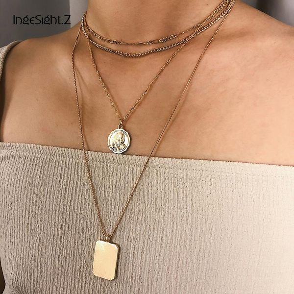 ingesight.z punk multi layered choker necklace collar statement geometric square carved coin pendant long necklace women jewelry, Silver
ingesight.z punk multi layered choker necklace collar statement geometric square carved coin pendant long necklace women jewelry, Silver