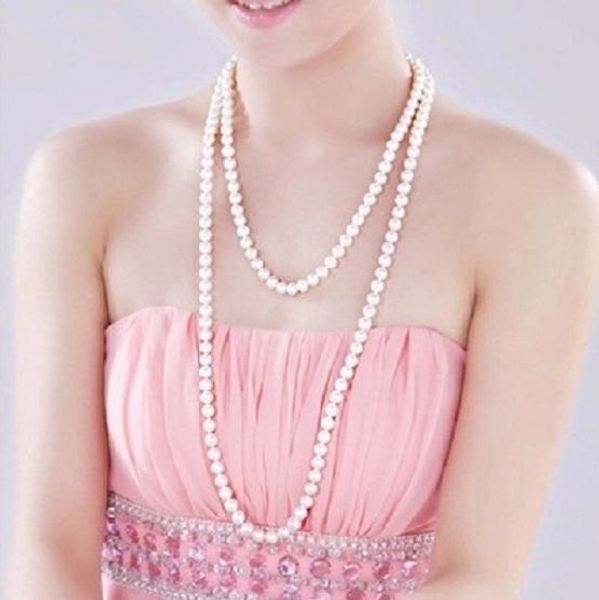 the new korean version of sweater chain necklace pearl beaded long section of the clavicle chain, Silver
the new korean version of sweater chain necklace pearl beaded long section of the clavicle chain, Silver