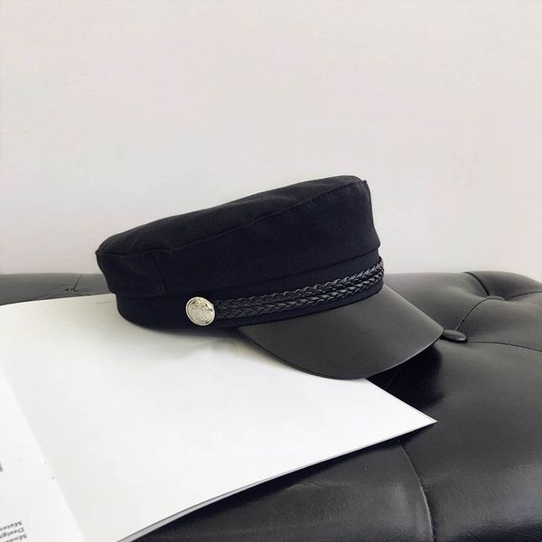 new fashion military cap for women solid color vintage beret cotton sailor flat cap female ladies pu leather hats, Blue;gray
new fashion military cap for women solid color vintage beret cotton sailor flat cap female ladies pu leather hats, Blue;gray