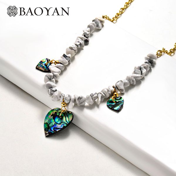 baoyan white turquoises chips necklaces natural stone bead chain necklaces heart shape abalone shell pendant for women, Silver
baoyan white turquoises chips necklaces natural stone bead chain necklaces heart shape abalone shell pendant for women, Silver