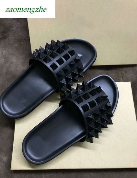 donna studded willow nail slippers designer willow nails soft bottom rubber slippers men's nail shoeswith boxssales new, Black