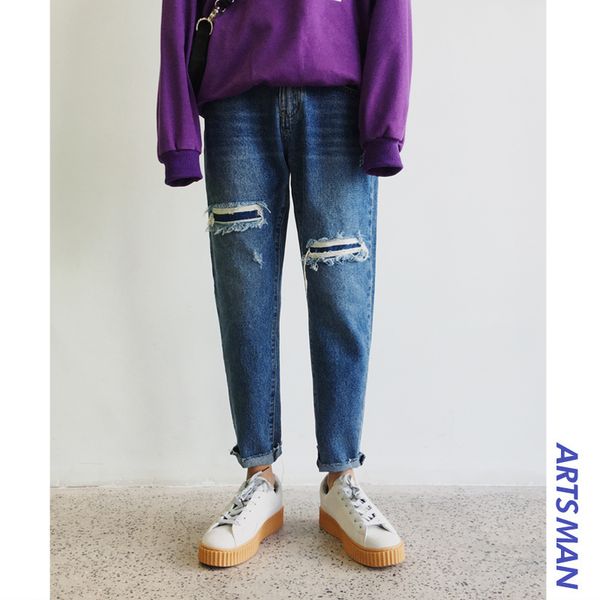 2018 new autumn and winter jeans men's patch trousers hole solid color micro-elastic streetwear casual trousers blue -2xl
2018 new autumn and winter jeans men's patch trousers hole solid color micro-elastic streetwear casual trousers blue -2xl