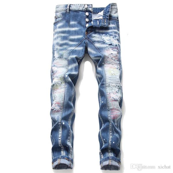 уникальные мужские проблемные ripped синий узкие джинсы модельер slim fit омывается motocycle джинсовые брюки хип-хоп панелями байкер брюки, Blue
уникальные мужские проблемные ripped синий узкие джинсы модельер slim fit омывается motocycle джинсовые брюки хип-хоп панелями байкер брюки, Blue