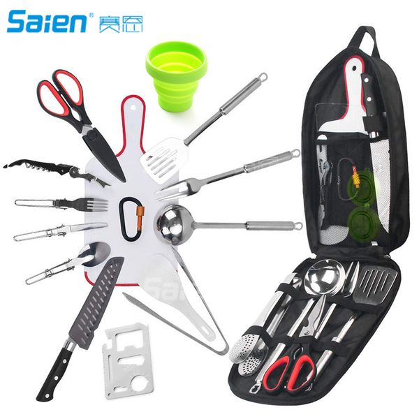 17pcs backpacking camping cookware kitchen utensil bbq organizer travel mess kit with water resistant case, cutting board
17pcs backpacking camping cookware kitchen utensil bbq organizer travel mess kit with water resistant case, cutting board