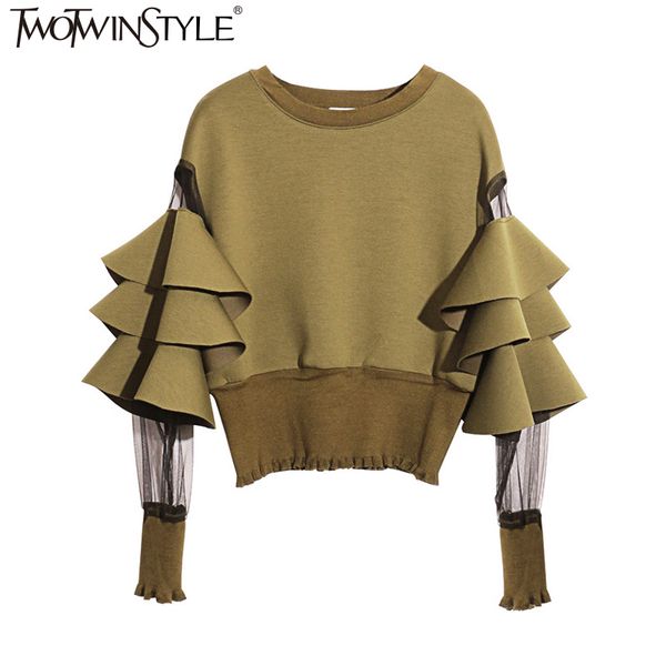 twotwinstyle patchwork mesh perspective short female sweatshirt for women pullovers loose black autumn clothes new 2019
twotwinstyle patchwork mesh perspective short female sweatshirt for women pullovers loose black autumn clothes new 2019