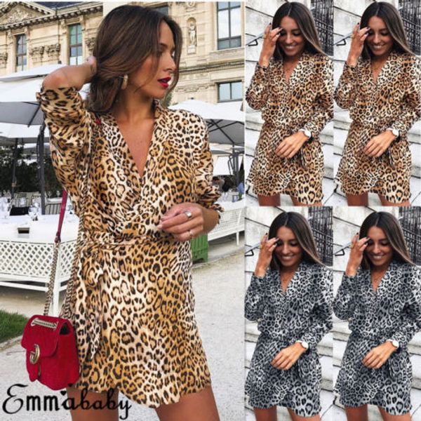 2019 new women leopard print deep v-neck long sleeve short mini party dress clubwear lady fashion casual dress, Black;gray
2019 new women leopard print deep v-neck long sleeve short mini party dress clubwear lady fashion casual dress, Black;gray