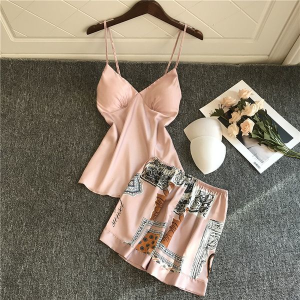 bzel silk satin pajamas set spaghetti strap shorts pink soft underwear comfortable loose sleepwear pijamas for women nighty, Black;red
bzel silk satin pajamas set spaghetti strap shorts pink soft underwear comfortable loose sleepwear pijamas for women nighty, Black;red