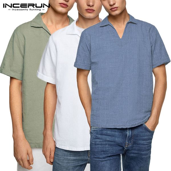 incerun men's shirt lapel vintage loose street cotton breathable solid 2020 camisas hombre short sleeve casual shirts men s-5xl, White;black
incerun men's shirt lapel vintage loose street cotton breathable solid 2020 camisas hombre short sleeve casual shirts men s-5xl, White;black