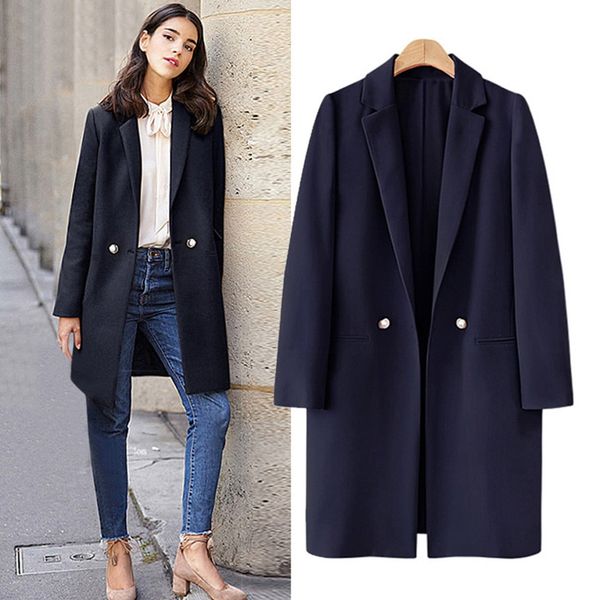 women work solid vintage winter office long sleeve button jacket coat fashion warm pocket solid plus size long outwear 10.4, Black
women work solid vintage winter office long sleeve button jacket coat fashion warm pocket solid plus size long outwear 10.4, Black