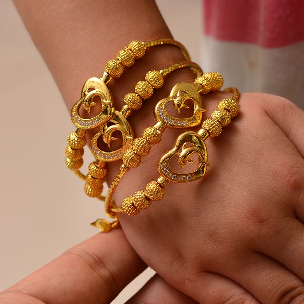 wando 4pcs dolphins bead baby bangles for baby child girl gold color dubai bride wedding bracelet charm bracelet arab jewelry, Black
wando 4pcs dolphins bead baby bangles for baby child girl gold color dubai bride wedding bracelet charm bracelet arab jewelry, Black