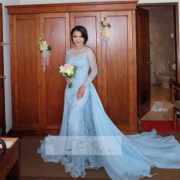crockoonboo light blue long sleeves mermaid evening dresses lace formal prom party gowns with detachable train custom dubai, White;black
crockoonboo light blue long sleeves mermaid evening dresses lace formal prom party gowns with detachable train custom dubai, White;black