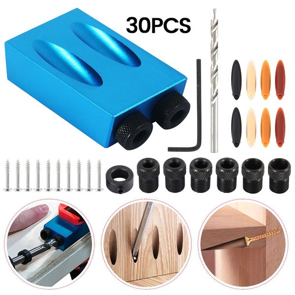 woodworking pocket hole jig kit 6/8/10mm angle drill guide set hole puncher locator jig drill bit set for diy carpentry tools
woodworking pocket hole jig kit 6/8/10mm angle drill guide set hole puncher locator jig drill bit set for diy carpentry tools