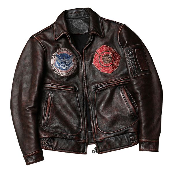 2020 retro brown american style men pilot leather jacket large size 5xl genuine cowhide autumn slim fit leather coat, Black
2020 retro brown american style men pilot leather jacket large size 5xl genuine cowhide autumn slim fit leather coat, Black