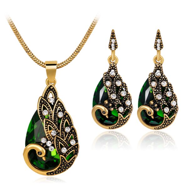 the new old peacock necklace set pin necklace earrings two sets of jewelry, Silver
the new old peacock necklace set pin necklace earrings two sets of jewelry, Silver