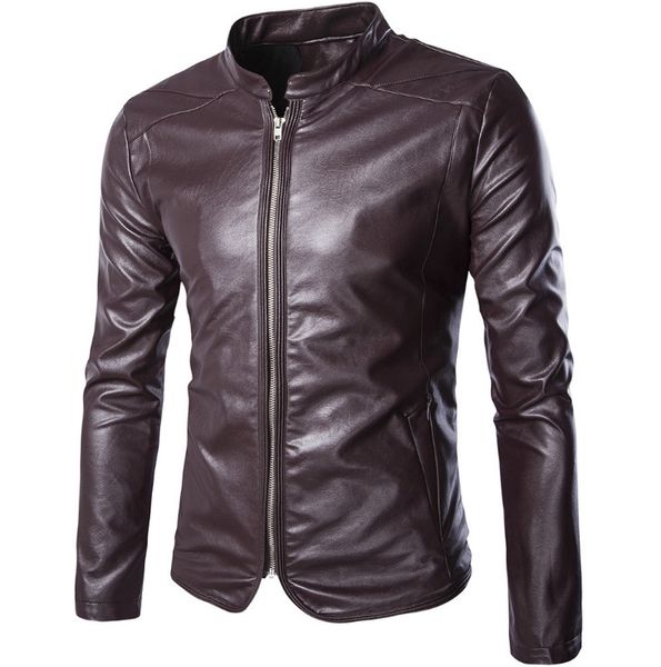 spring autumn leather jacket male motorcycle jacket casual zipper pu leather slim fit men, Black
spring autumn leather jacket male motorcycle jacket casual zipper pu leather slim fit men, Black