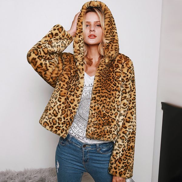 winter new hooded faux fur coat for women leopard print jacket long sleeve artificial fur short coat casual outwear overcoat, Black
winter new hooded faux fur coat for women leopard print jacket long sleeve artificial fur short coat casual outwear overcoat, Black