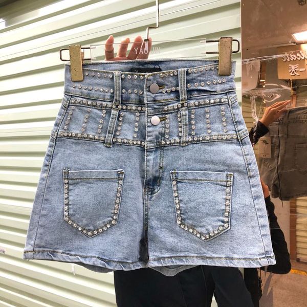 diamond beads high waist denim shorts women's 2020 spring and summer new fashion slim fit wide-leg shorts ladies jeans, Blue
diamond beads high waist denim shorts women's 2020 spring and summer new fashion slim fit wide-leg shorts ladies jeans, Blue