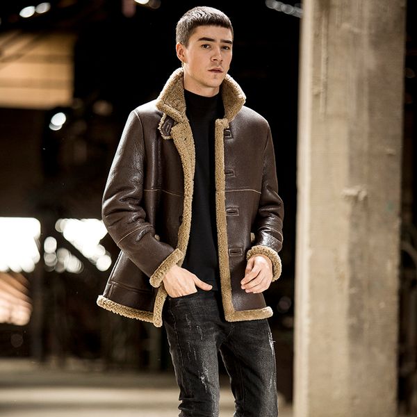 winter new fur in one men's mid-length genuine leather jacket men sheepskin motorcycle lapel shearling coat plus size 4xl 5xl, Black
winter new fur in one men's mid-length genuine leather jacket men sheepskin motorcycle lapel shearling coat plus size 4xl 5xl, Black
