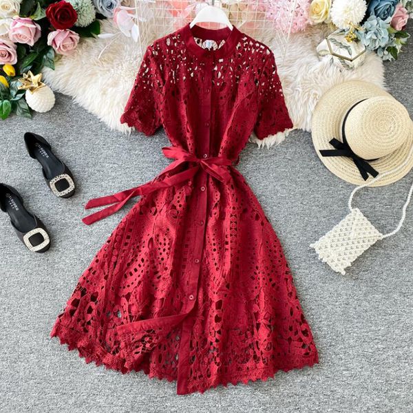 2020 women's party dresses summer hollow high waist short sleeve sweet lace appliques dress ladies a line knee-length dress, Black;gray
2020 women's party dresses summer hollow high waist short sleeve sweet lace appliques dress ladies a line knee-length dress, Black;gray