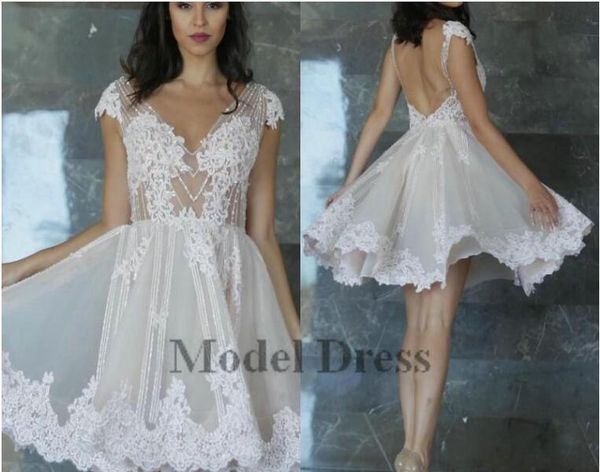 open back little mini short homecoming dresses appliques fitted see through sheer cap sleeves sequins knee length prom gowns, Red
open back little mini short homecoming dresses appliques fitted see through sheer cap sleeves sequins knee length prom gowns, Red
