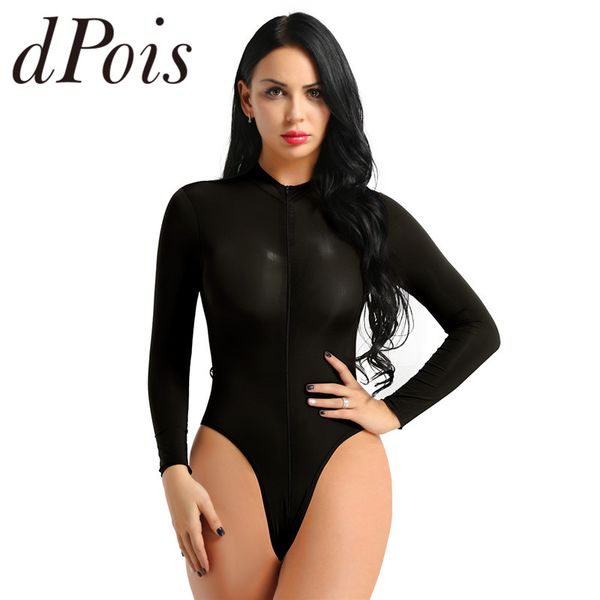 women long sleeve one piece catsuit see through sheer lingerie turtleneck high cut zippered thong leotard bodysuit swimsuit, White;black
women long sleeve one piece catsuit see through sheer lingerie turtleneck high cut zippered thong leotard bodysuit swimsuit, White;black