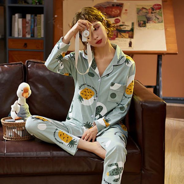 new pajama women's spring and autumn thin long sleeve pure cotton sweet lovely home clothes suit summer cardigan pineapple, Black;red
new pajama women's spring and autumn thin long sleeve pure cotton sweet lovely home clothes suit summer cardigan pineapple, Black;red