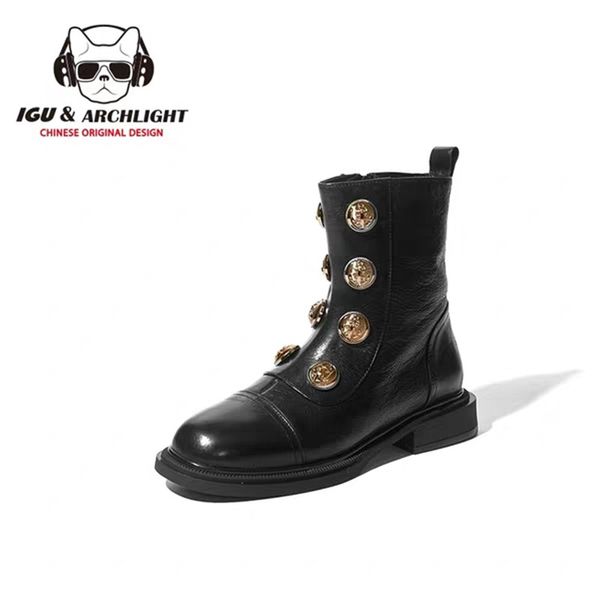 igu high-martins boots for women genuine leather booties 2019 rivet lady motocycle booties females boots botas ankle, Black
igu high-martins boots for women genuine leather booties 2019 rivet lady motocycle booties females boots botas ankle, Black