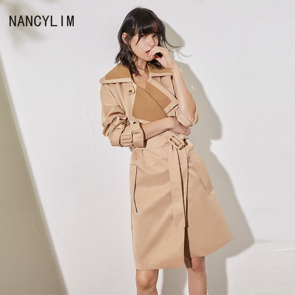 european fashion trench loose temperament large lapel stitching elegant belt khaki long coat windbreaker woman autumn overcoat, Tan;black
european fashion trench loose temperament large lapel stitching elegant belt khaki long coat windbreaker woman autumn overcoat, Tan;black