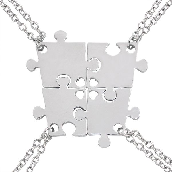 fashion new good friend series four-piece geometric puzzle shape pendant necklace double color optional jewelry direct sales, Silver
fashion new good friend series four-piece geometric puzzle shape pendant necklace double color optional jewelry direct sales, Silver
