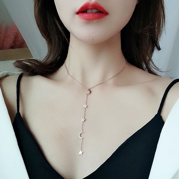 yun ruo star & moon tassel pendant necklace rose gold color fashion titanium steel woman jewelry gift never fade drop shipping, Silver
yun ruo star & moon tassel pendant necklace rose gold color fashion titanium steel woman jewelry gift never fade drop shipping, Silver