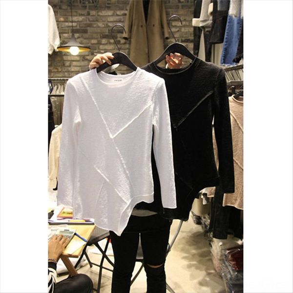 2020 jacket cotton pure color irregular long sleeve t- women's slim bamboo cotton t-shirt base shirt, White
2020 jacket cotton pure color irregular long sleeve t- women's slim bamboo cotton t-shirt base shirt, White