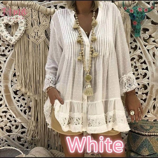 large 2019 size lace chiffon loose blouse polka dot boho long sleeve v neck shirt female plus size 4xl 5xl, White
large 2019 size lace chiffon loose blouse polka dot boho long sleeve v neck shirt female plus size 4xl 5xl, White