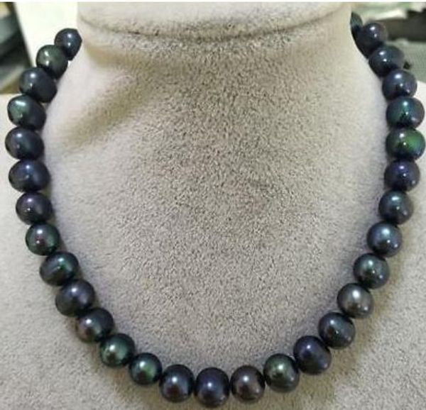 11-12mm black pearl necklaces 18inch 14k gold clasp, Silver