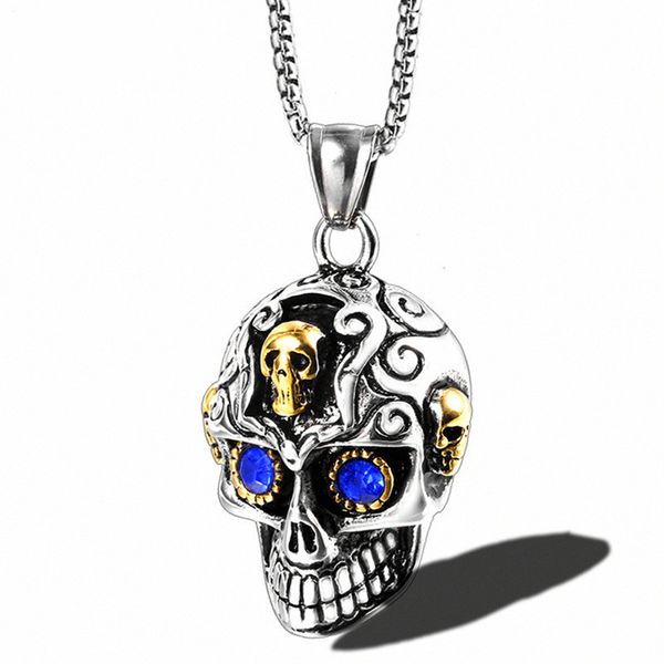 2019 new vintage skull men necklace pave crystal blue eye punk stainless steel fashion pendant necklace for men jewelry gift, Silver
2019 new vintage skull men necklace pave crystal blue eye punk stainless steel fashion pendant necklace for men jewelry gift, Silver