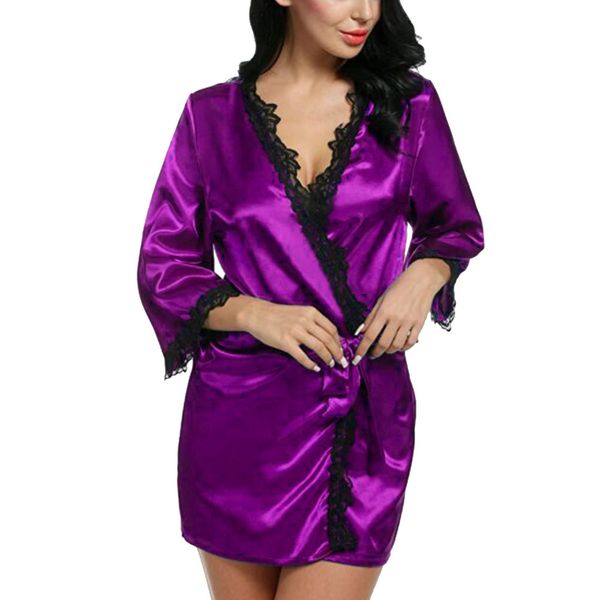 2019 summer new fashion women silk dressing babydoll lace lingerie belt bathrobe nightwear 50, Black;red
2019 summer new fashion women silk dressing babydoll lace lingerie belt bathrobe nightwear 50, Black;red